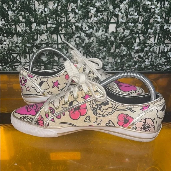 Coach Pink and Tan Patterned Sneakers - Picture 4 of 9